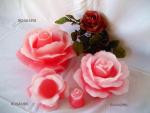 свеча в виде розы двухцветный розовый воск 24см*16см большая