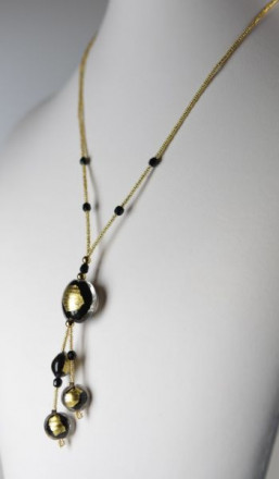 ожерелье C034/NO из муранского стекла черное золото