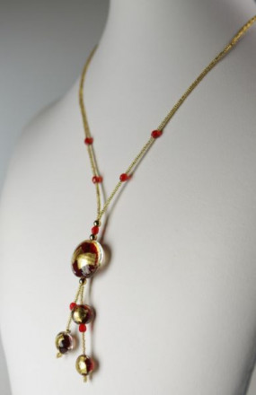 ожерелье C034/RO из муранского стекла розовое золото