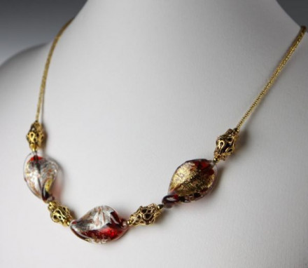 ожерелье C051/OR из муранского стекла золото и розовый